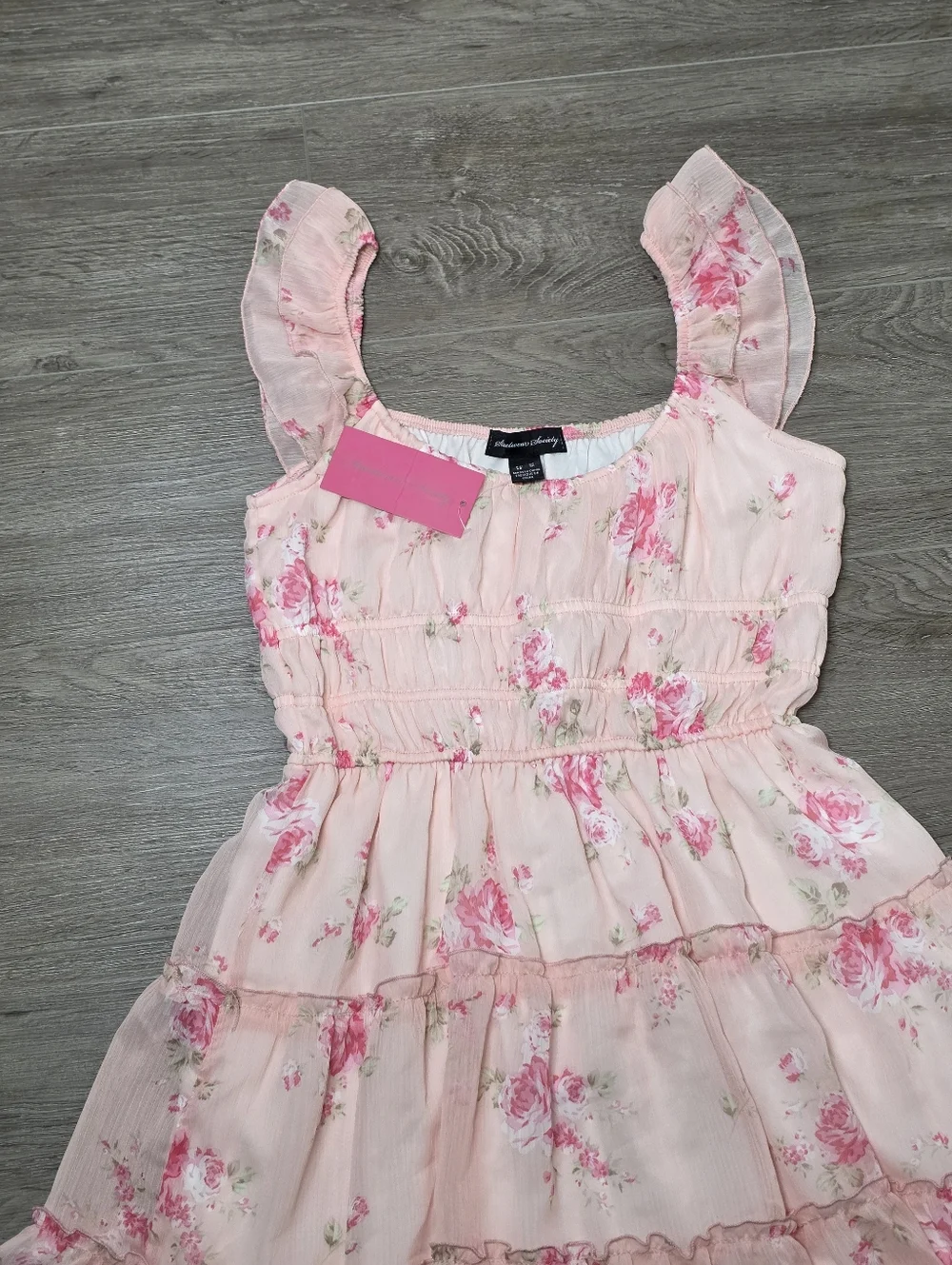New Streetwesr Society Flowered Short Dress Womans Sz M Pink - Picture 3 of 5